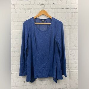 Simply Vera Vera Wang Heather Blue Soft Asymmetrical Hem Sweater Womens Size M